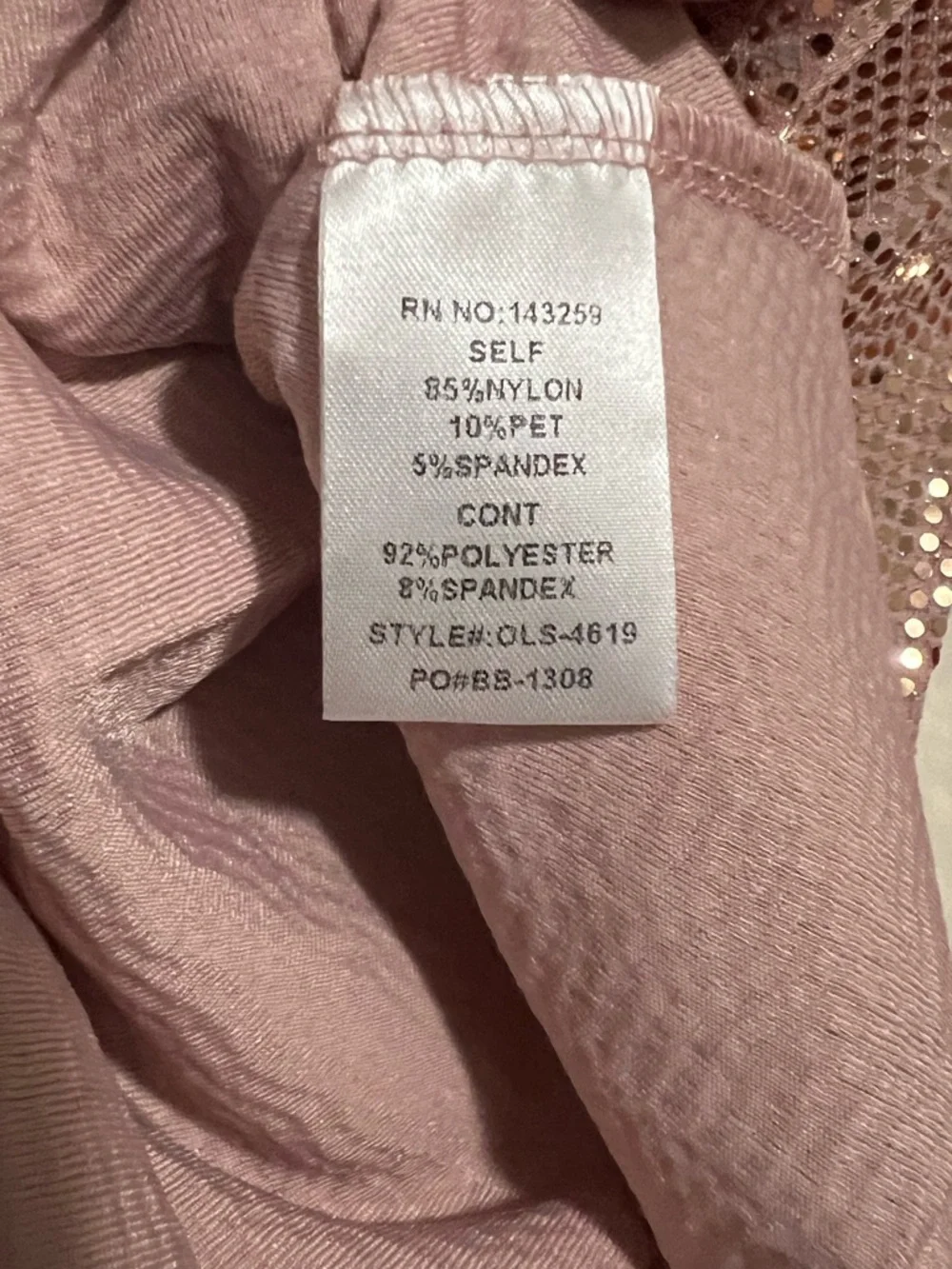 Origami Sequin Blush Pink Mini Dress with Sheer Sleeves - Picture 6 of 9